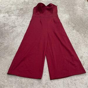 Have Strapless Wide Leg Jumpsuit Womens XL Red Stretch Sweetheart Formal Party